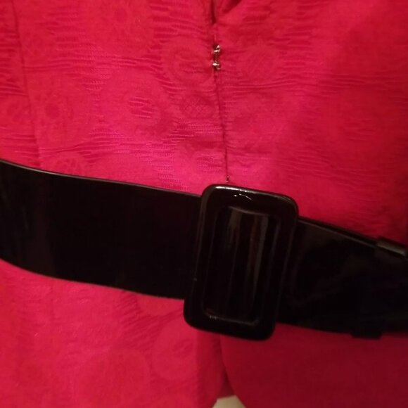 Vintage NINA COLE size 4 RED 2-piece suit SKIRT/JACKET with Shoulder Pads/Belt - Picture 5 of 9